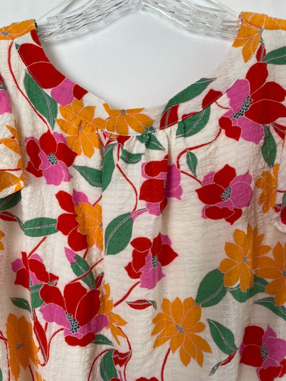 Draper James Flowy Top Vibrant Floral Pattern Flutter Sleeves Square Neck XXL - Picture 6 of 11